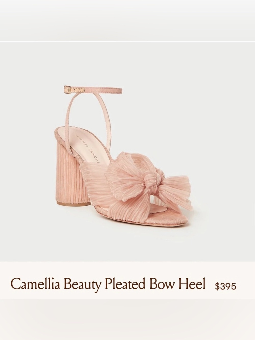 Loeffler Randall Camellia Pleated Bow Ankle-Strap Heel - Blush Pink